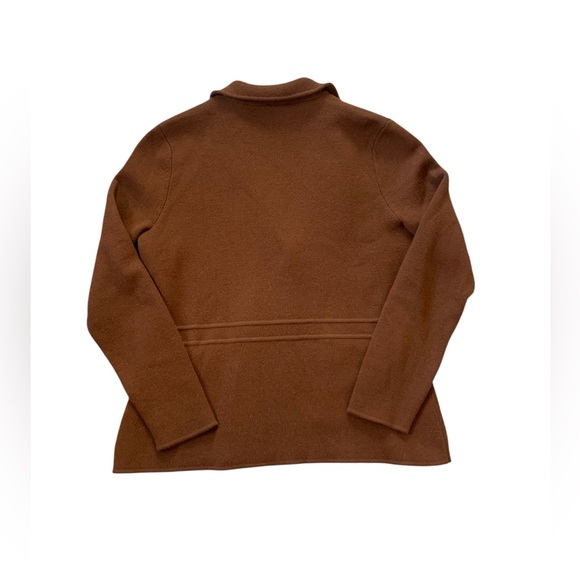 Talbots Petite 100% Merino Wool Camel Knit Blazer Sweater Blazer Brown MP - Picture 3 of 5